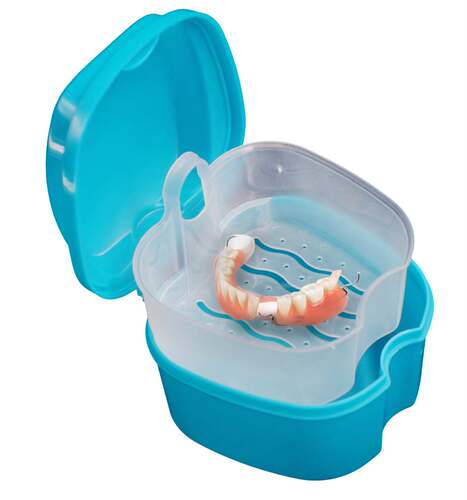 极速Denture Bath Box Cleaning TAeeth Case Dental False Teeth