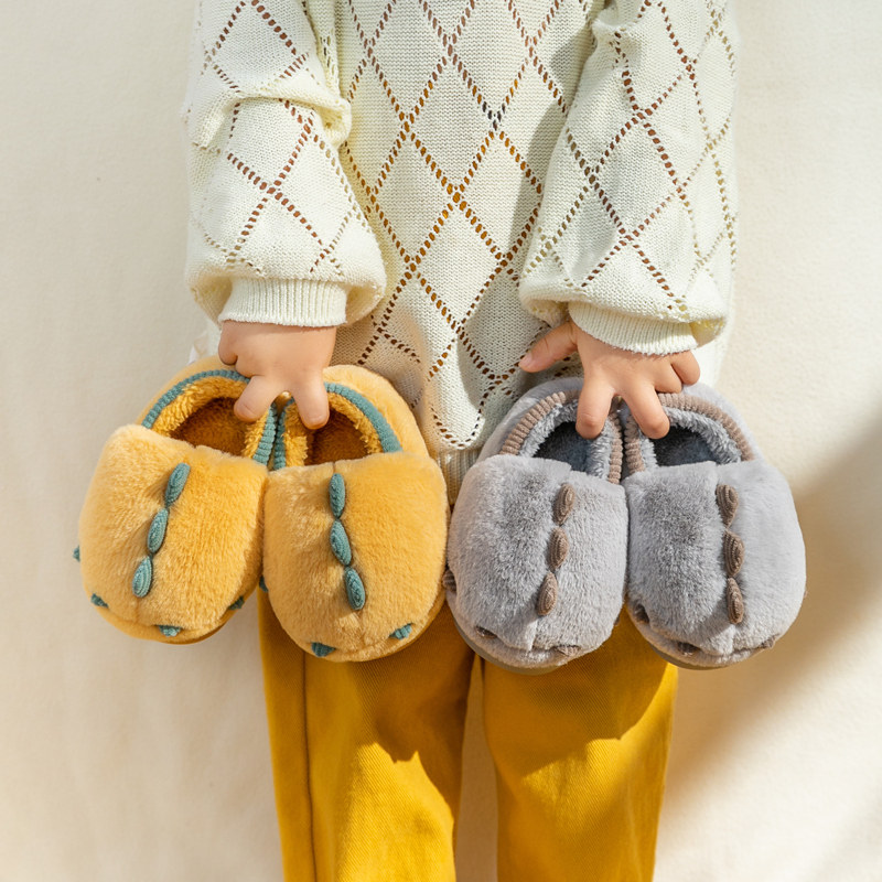 极速儿童棉拖鞋男童女童室内毛毛拖鞋秋冬婴儿Q棉鞋包跟小童宝宝