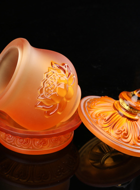 新品琉璃供杯 莲花净水杯 供奉观音菩萨佛前摆台敬V佛水圣水杯上