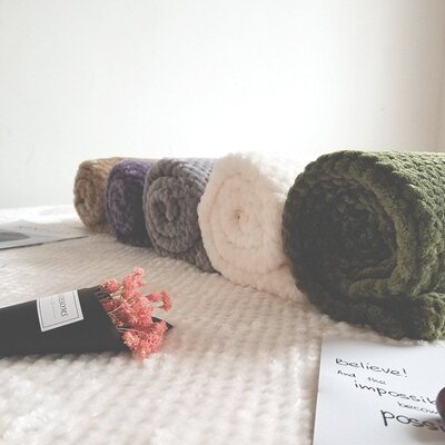 新品Solid Color Mesh Blanket Coral Fleece BlOanket Knee Blan