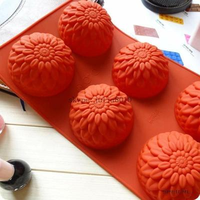 极速silicone handmade rsoap mould 6 lalttices sunflower shap