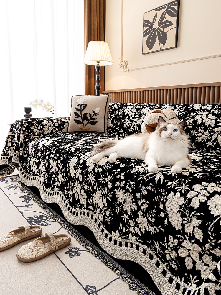 轻奢高级感雪尼尔沙发盖布四季通用2025新款防猫抓不粘毛沙发套罩