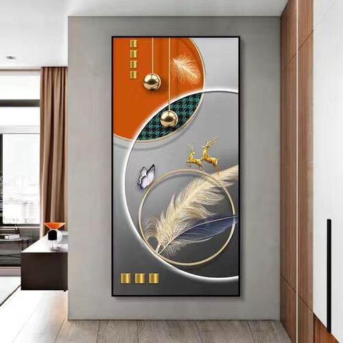 热销入户玄关晶瓷装饰画走廊竖版现代简约玄关画S客厅挂画北欧过