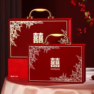 速发结婚礼金箱彩礼饰金钱盒子订婚聘礼提亲三金高档红包装现婚庆