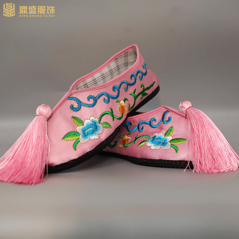 速发戏剧戏鞋戏曲彩禾绣花彩鞋平底薄底古鞋青衣花旦秀装鞋京剧越