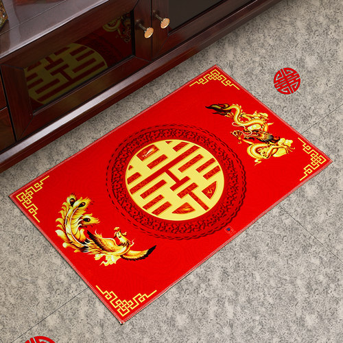 速发结婚喜字门垫地垫红色脚垫地式房间婚房布置中毯进庆婚门婚礼