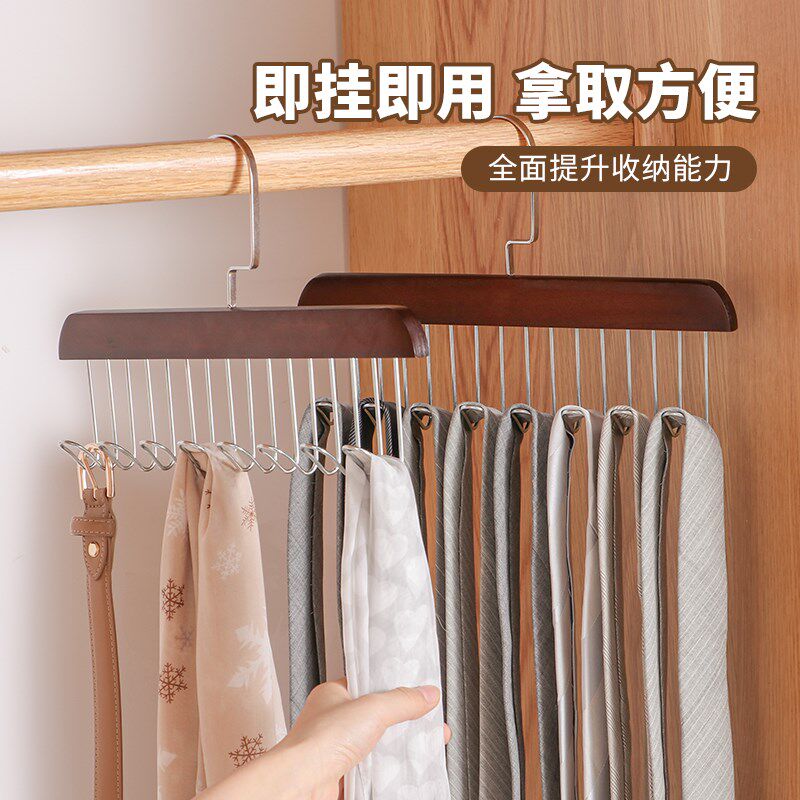 速发家用吊带钩纳挂钩多钩挂架多功能实衣木架挂收内衣原木衣架子