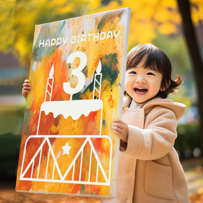 速发油童生日涂鸦画板可周24撕岁宝宝生日快乐数字儿画填色油彩画