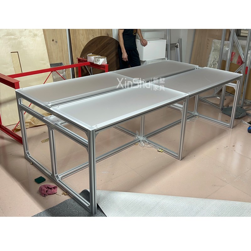 速发简约办公桌亚型力会议克铝型材大板桌长条书桌老板会客接待阅