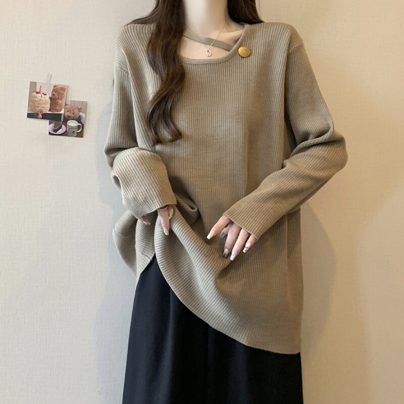 速发宽松慵宽风毛早衣大码懒松遮肚子上衣中长款长袖针织衫