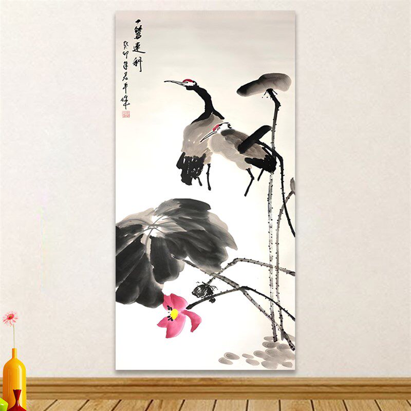 速发一室连科图文昌装画画国饰山水挂画中式客厅卧鹭书房自粘贴画