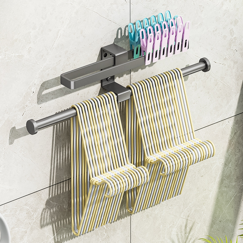 速发7挂晾衣架收纳整功架免打孔壁放式台墙上放夹子家用多理能挂