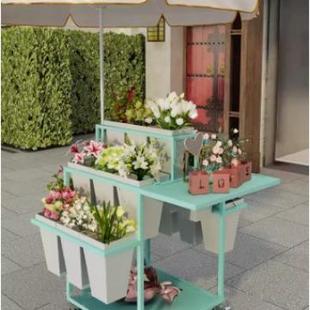 夜市摆摊卖花小推车多层阶梯可移动鲜花花店醒花桶方桶展示架花车
