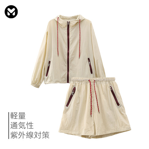 muku u 大码休闲套装女夏季时尚宽松休闲连帽运动服短裤薄两件套