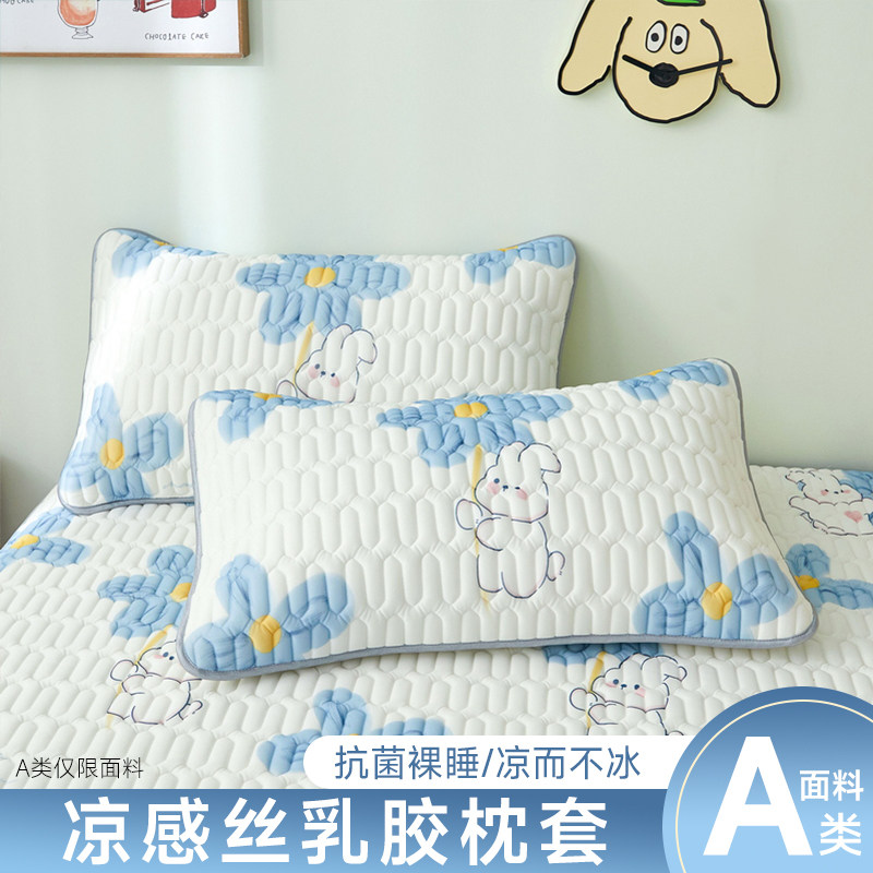 速发20头4年新款凉感丝乳胶枕2套一对装儿童单个48cmx74cm枕芯内