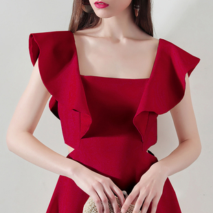 法式 速发敬酒服新娘2025新款 结婚订婚红色小晚服礼回门连衣裙短款