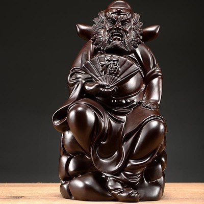 速发黑宅木艺天师钟馗摆件神像家居实木雕刻乔迁招财镇檀工雕品
