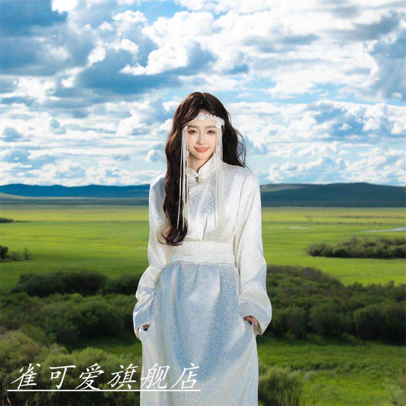 现货照相馆藏族新款藏袍套t装清新少女旅拍云南摄影西藏民族丽江