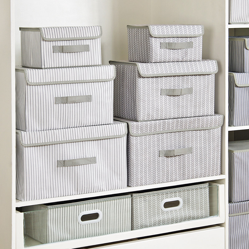 速发折叠布艺衣服收纳箱 无纺布有盖玩整衣物储物箱收 盒纳衣柜具