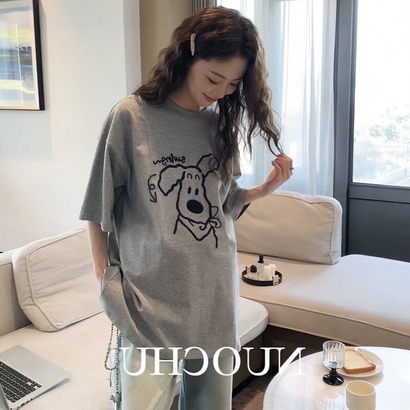 速发孕妇款夏装套装20期5新装T恤纯棉上衣夏季宽松印花孕2小个子