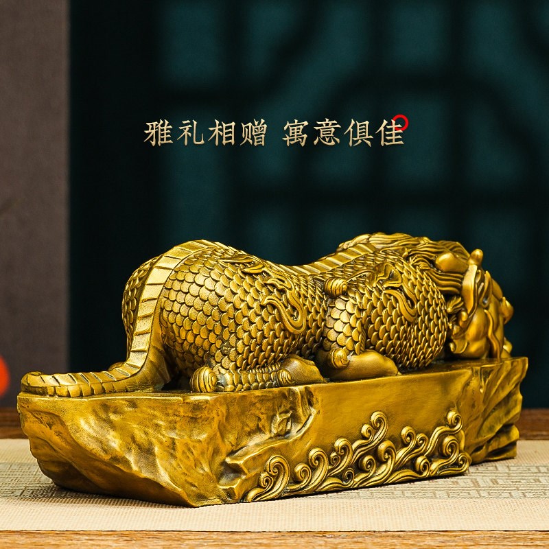 速发全黄铜避水兽摆件吐水吸水神兽酒柜客厅办公桌装饰摆件高档大