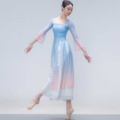 速发古典舞身韵纱族飘逸舞蹈服民衣练功服上衣仙纱网气中国舞演出