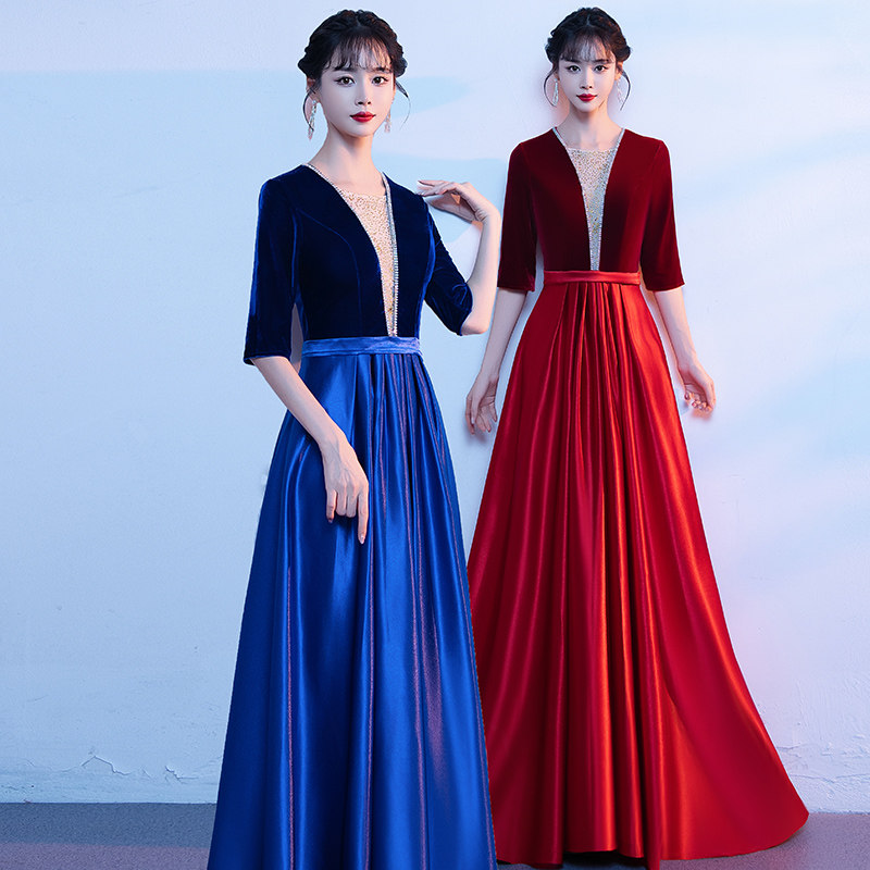 速发元大合唱演出服2025红歌高端旦气独唱服台表演指挥晚礼舞丝绒