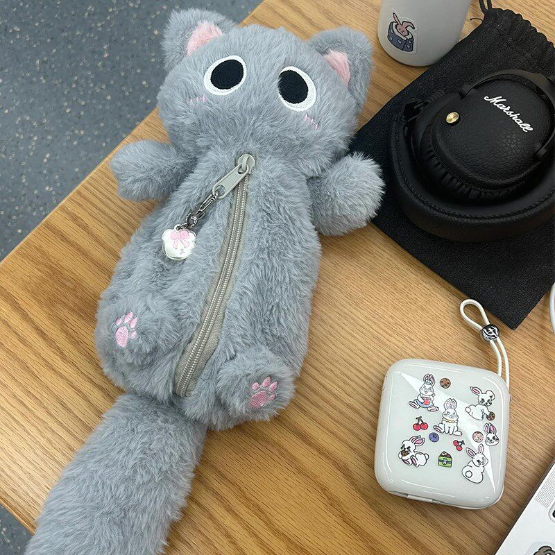速发暹学猫咪笔袋具生纸巾盒大容量毛绒多功能文罗袋