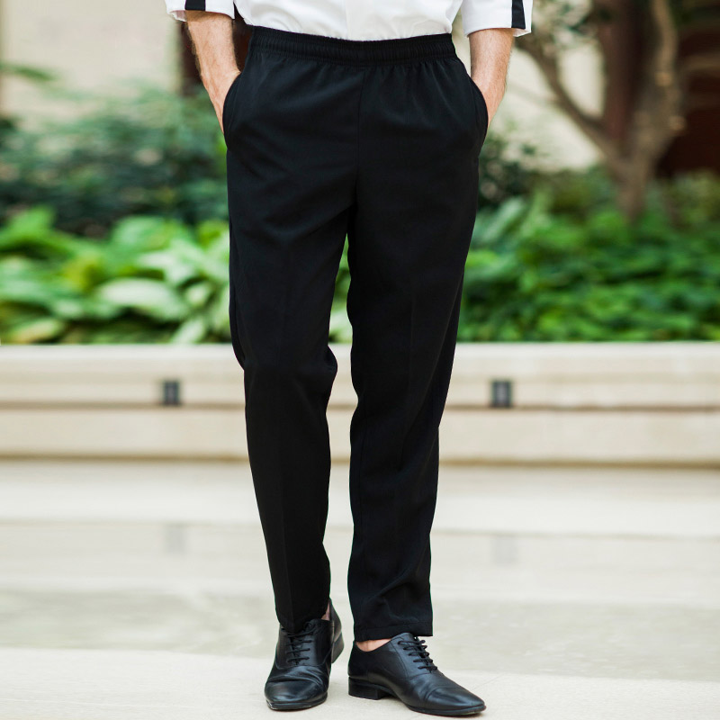 速发厨师工作裤子黑色厨师裤宽男服务员工作子裤餐厅厨师工作裤服