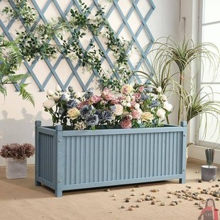 速发户外防腐木花箱号长方形花槽庭院种菜箱围栏花台大盆种厂家