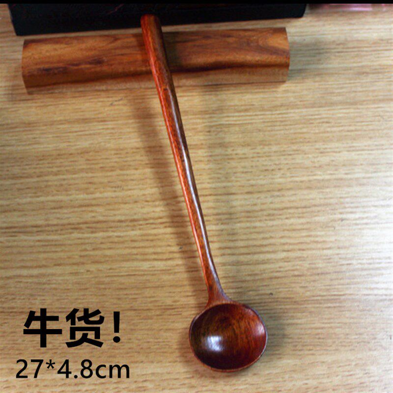 速发日式实木家子餐具汤匙木汤勺调羹长柄号勺勺用饭勺大木小号木