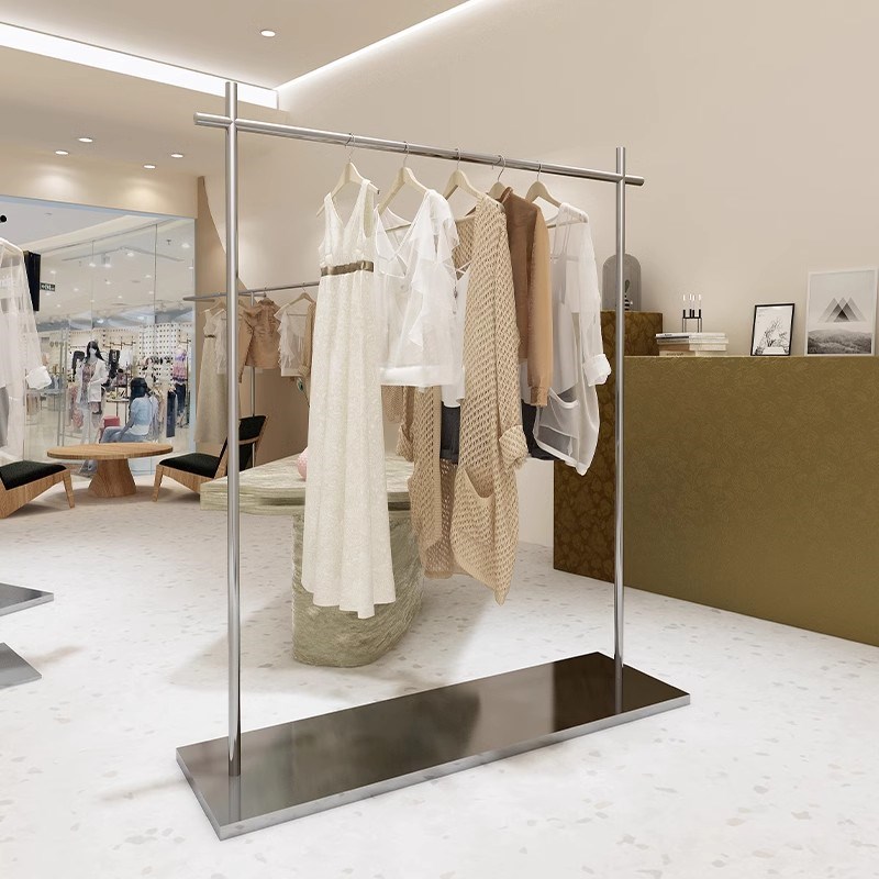 速发服装列装衣岛简约不锈钢展示架落地式带板货架子中架陈店架