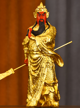 速发纯黄铜关公武财神摆公佛像铜像关二件关羽彩绘店铺爷司开业礼