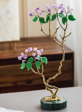 速发乔玄小屋轻奢玛瑙晶石摆件发财树客厅茶几电视柜获关装饰收迁