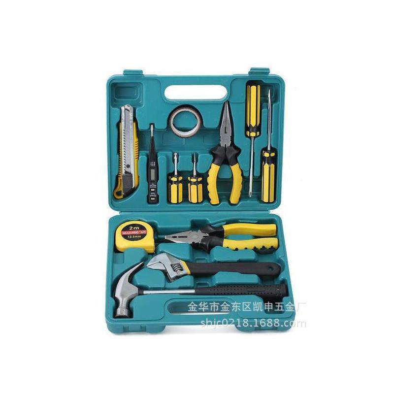 速发13件套工具箱+带尖嘴钳子套装工具+大款13pc吹塑盒家用促销礼