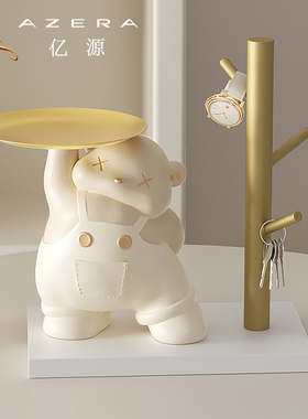 速发奶油风入户玄收熊口纳摆件进门关鞋柜客厅装饰品乔迁礼品