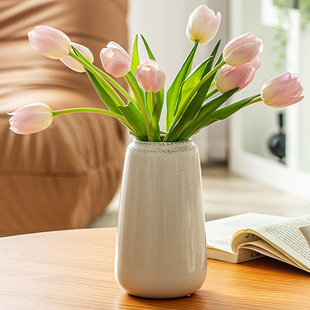 速发景德镇陶瓷花瓶摆件客高插花白色陶罐复古厅级感水养水培中式