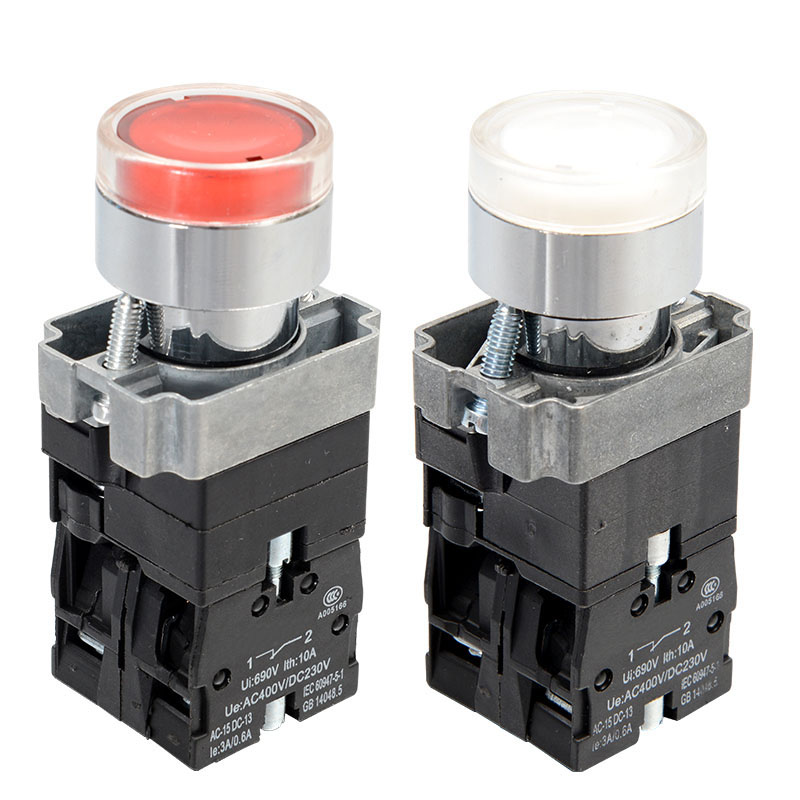 带灯平头按钮开关 XB2-BW31M1C AC220V ZB2-BE101C 一常开 一常闭