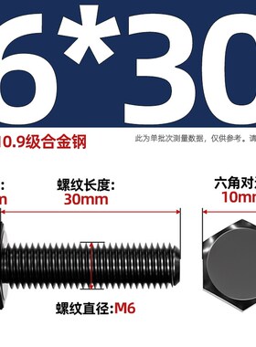 M6-M20 10.9级外六角螺丝高强度螺栓加长螺杆M8M10M12M14M16M18mm