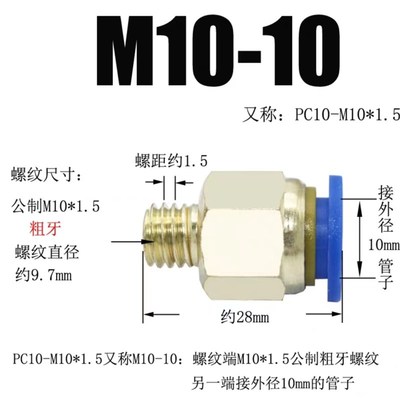 镀铜模具水嘴快速接头公制粗牙英制细牙气动直接气管快接螺纹直通