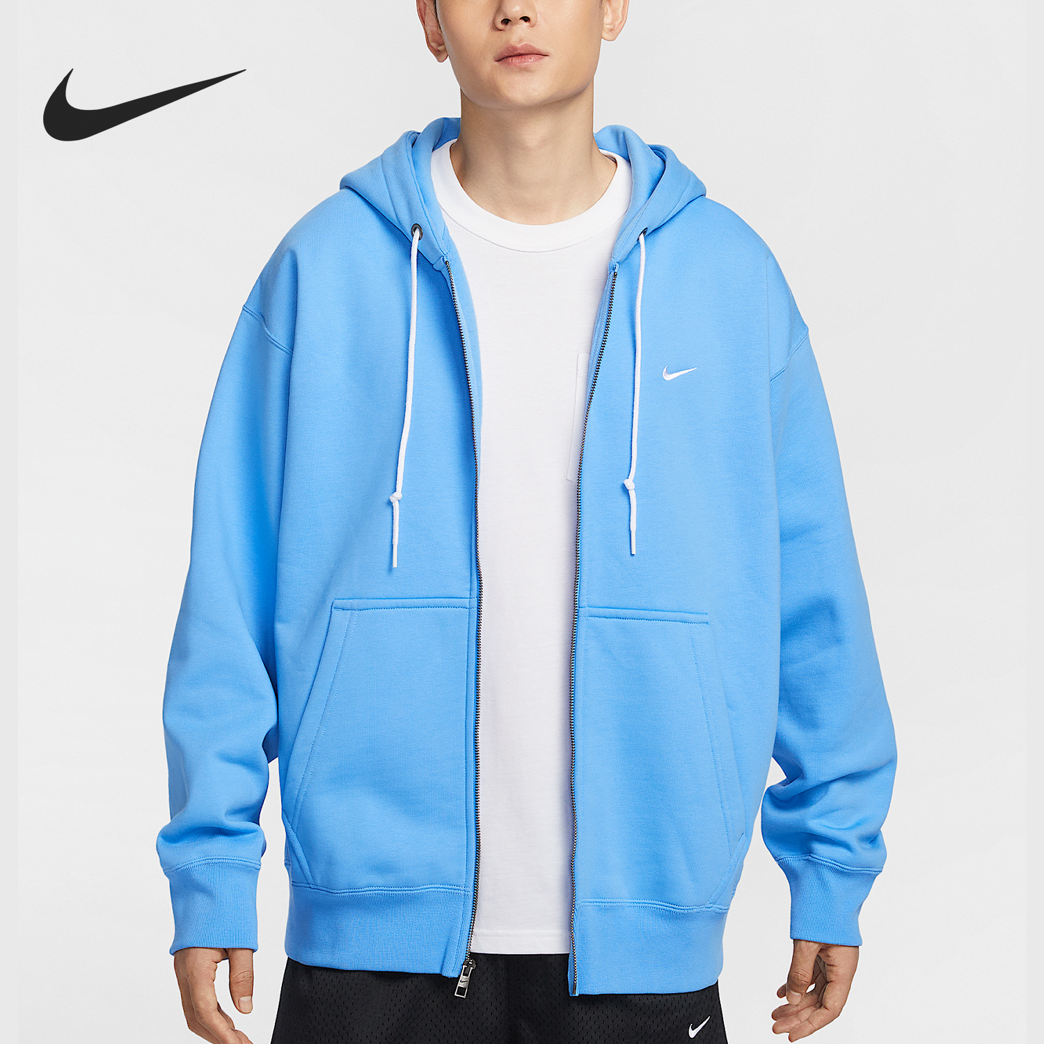 Nike/耐克官方正品Solo Swoosh男士全长拉链开襟连帽衫DR0403-412