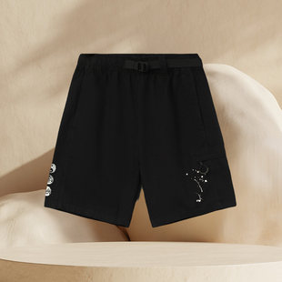 李宁休闲短裤男士新款滑板系列宽松裤子梭织运动裤AKSR445