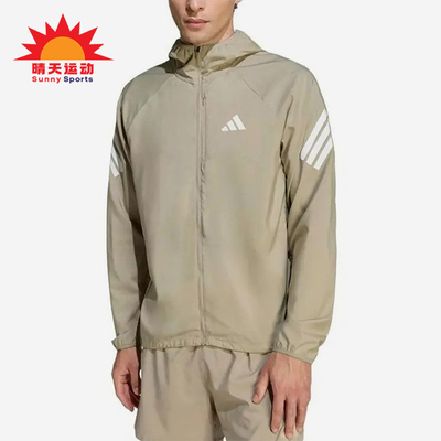 Adidas/阿迪达斯正品S新款男卡其白色运动经典休闲连帽夹克KQ8062