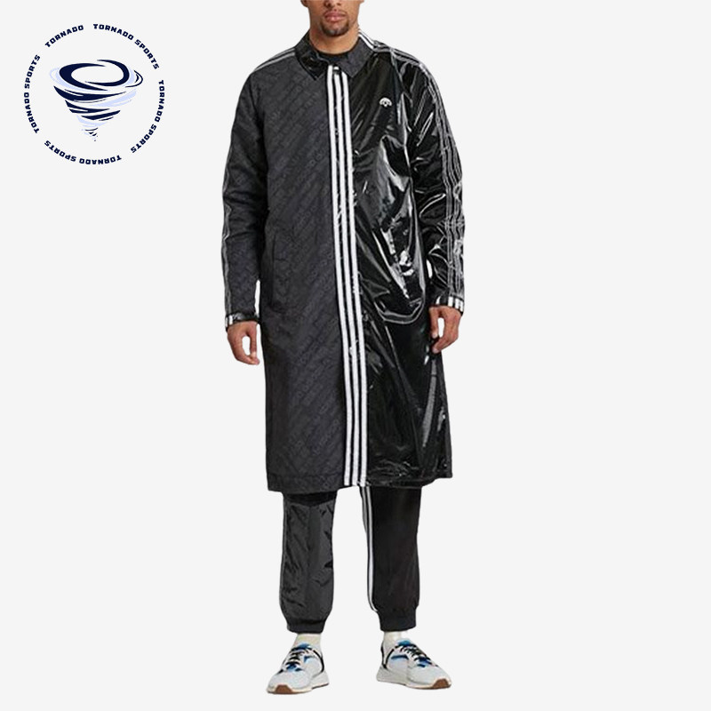Adidas/阿迪达斯正品男女同款条纹翻领经典插肩长袖大衣BP6685