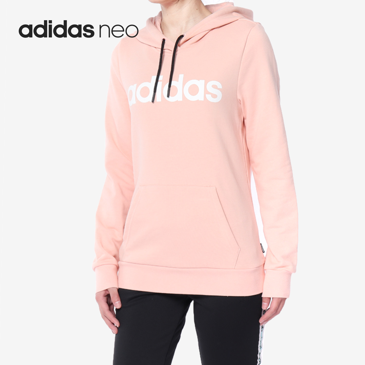Adidas/阿迪达斯正品NEO女子休闲运动针织卫衣连帽套头衫DT8273