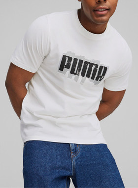Puma/彪马正品夏季新款男士经典印花运动休闲短袖676696-02