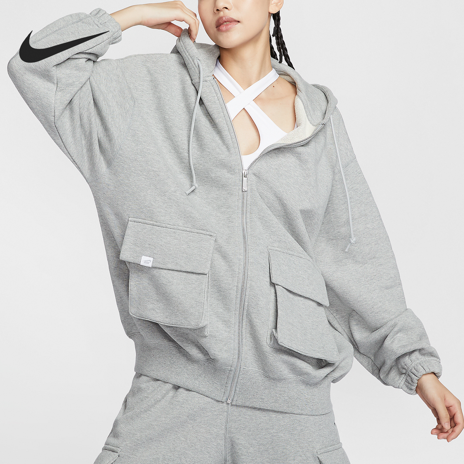 Nike/耐克官方正品Sportswear女士透气针织连帽外套FV7516-063