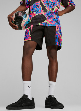 Puma/彪马正品时尚男士运动印花跑步休闲网眼透气宽松短裤
