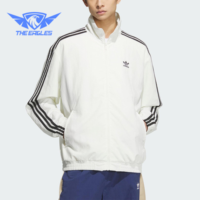 Adidas/阿迪达斯正品三叶草男士经典立领三条纹梭织外套KC1455