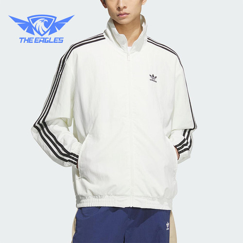 Adidas/阿迪达斯正品三叶草男士经典立领三条纹梭织外套KC1455